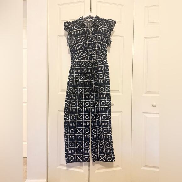 Busayo Collective x Rent the Runway Ruffle Jumpsuit Navy Blue XO Size 6 - Picture 5 of 10